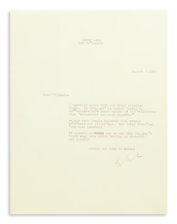 CUMMINGS, E.E. Group of 4 items Signed, or Inscribed and Signed, E.E.C. or Cgs, to sculptor Michael Lekakis: Autograph Letter * Tw